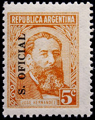 Аргентина 1957 год . Хосе Эрнандес (1834-1886) , поэт . Официальная .